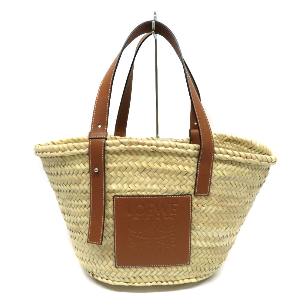 Loewe Medium Tan Palm Natural Bag Leaf Raffia Calfskin Basket - Picture 2 of 16